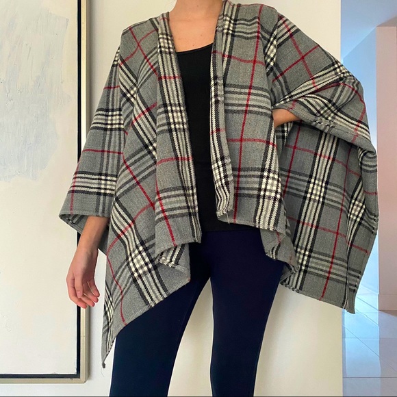 GREY RED PLAID WRAP SCRAF - Picture 2 of 3